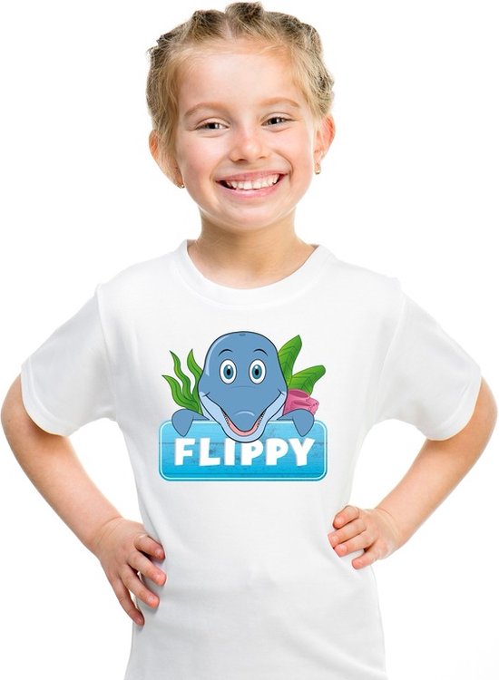 Flippy de dolfijn t-shirt wit voor kinderen - unisex - dolfijnen shirt - kinderkleding / kleding 134/140