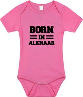 Born in Alkmaar tekst baby rompertje roze meisjes - Kraamcadeau - Alkmaar geboren cadeau 56