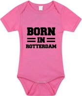 Born in Rotterdam tekst baby rompertje roze meisjes - Kraamcadeau - Rotterdam geboren cadeau 68