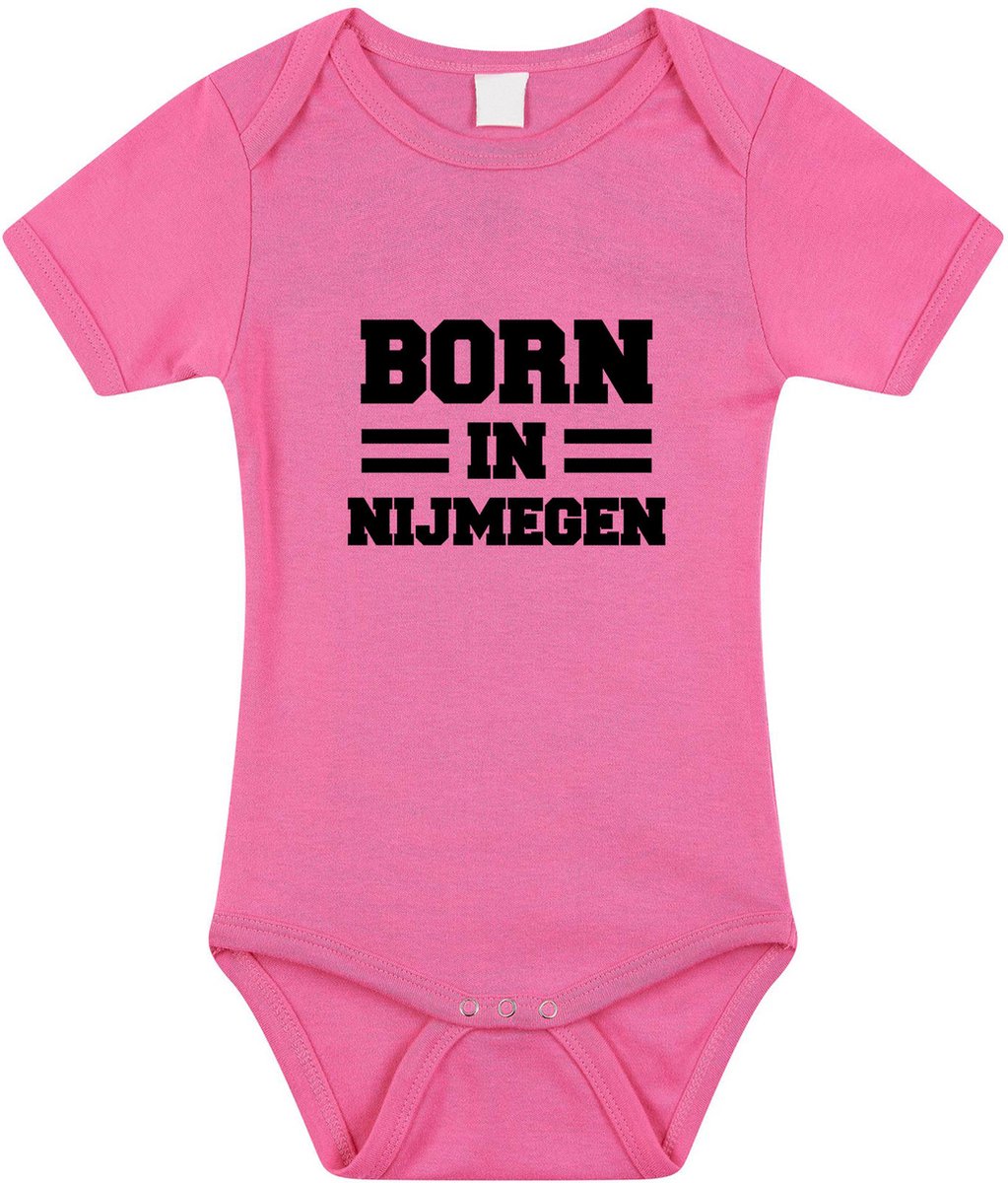 Born in Nijmegen tekst baby rompertje roze meisjes - Kraamcadeau - Nijmegen geboren cadeau 92