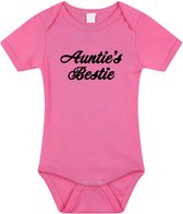 Aunties bestie tekst baby rompertje roze meisjes - Beste Tante kraamcadeau/ Aankondiging zwangerschap 92