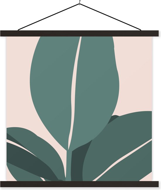 Porte-affiche avec affiche - Affiche scolaire - Été - Feuilles - Abstrait - 90x90 cm - Lattes noires