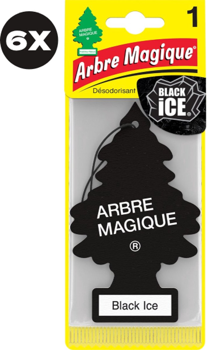 6 stuks Black Ice Arbre Magique Geurboom Luchtverfrisser voor in de auto – Car Parfum – Geurboompje – Geurbooster – Wonderboom – Geurverfrisser – Nieuwe Auto – Autogeur – Autoparfum – Geurblad - Zomer Fris