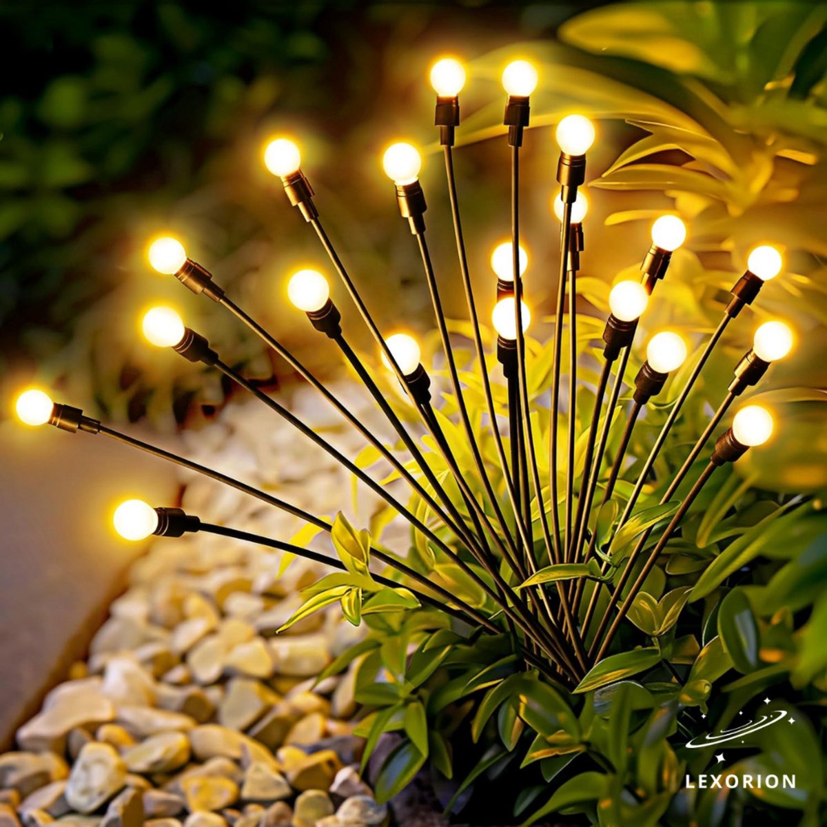 Lexorion Lumos - Solar Tuinverlichting - 2x6 Stuks - 12 LED Vuurvliegjes Buitenlampen - Waterdicht IP65 - Zonne-Energie - Swingende Solar Lights voor Tuin, Pad & Feestdecoratie