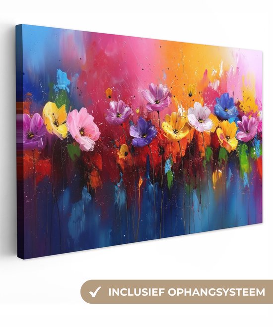 Peinture sur toile 140x90 cm - Décoration murale exclusive Fleurs fantastiques - Peinture - Ludique - Décoration murale salon - Décoration chambre - Accessoires chambre - Peintures sur toile