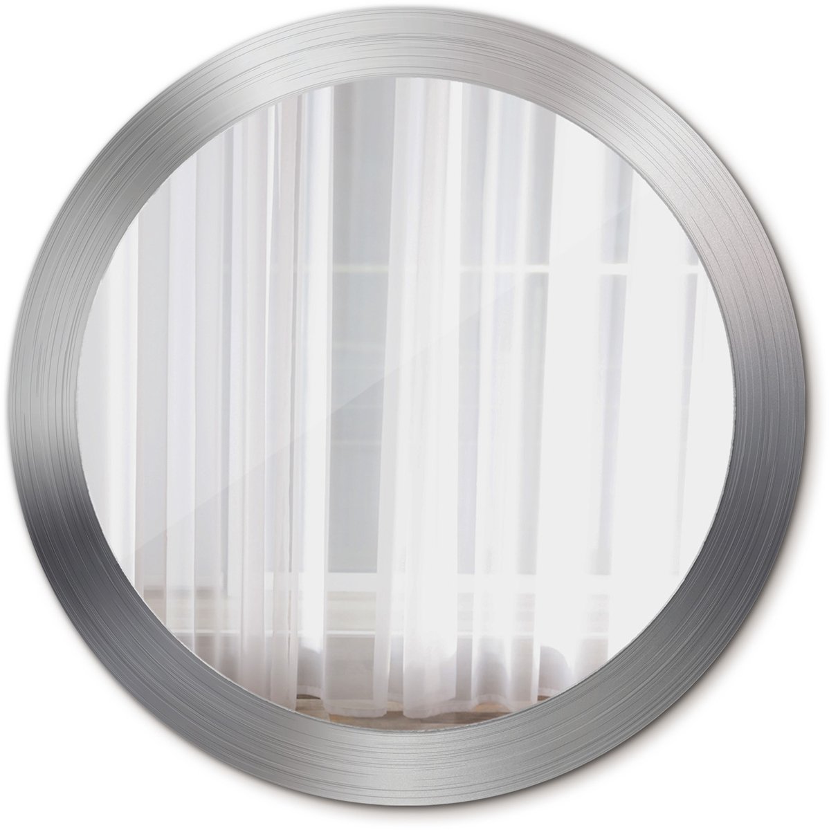 Tulup Spiegel - Spiegel op gehard Glas - Ronde Spiegel - Metaalimitatie - Diameter: 80 cm - Decoratieve spiegel met patroon - Badkamerspiegel - Gangspiegel - Eetkamer - Zilveren - Luxe Spiegel - Stijlvolle Spiegel - Hangspiegel