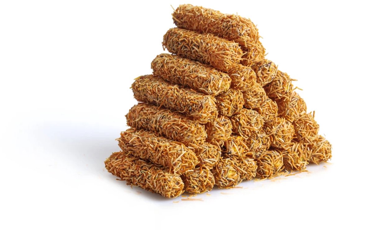 Kadayif Vinger Turks Fruit Met Antep pistache 400 gr - Antep Fıstıklı Kadayıf Parmak Lokum Turk Lokumu 400 gr Kadayif Finger Turkish Delight With Antep Pistachio 400 gr