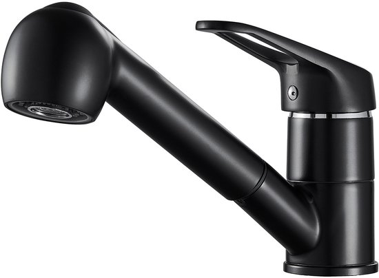 Auralum Max keukenkraan met uittrekbare uitloop - Keukenmengkraan - Handdouche - Uittrekbaar - Flexibele Slang - keuken kraan zwart