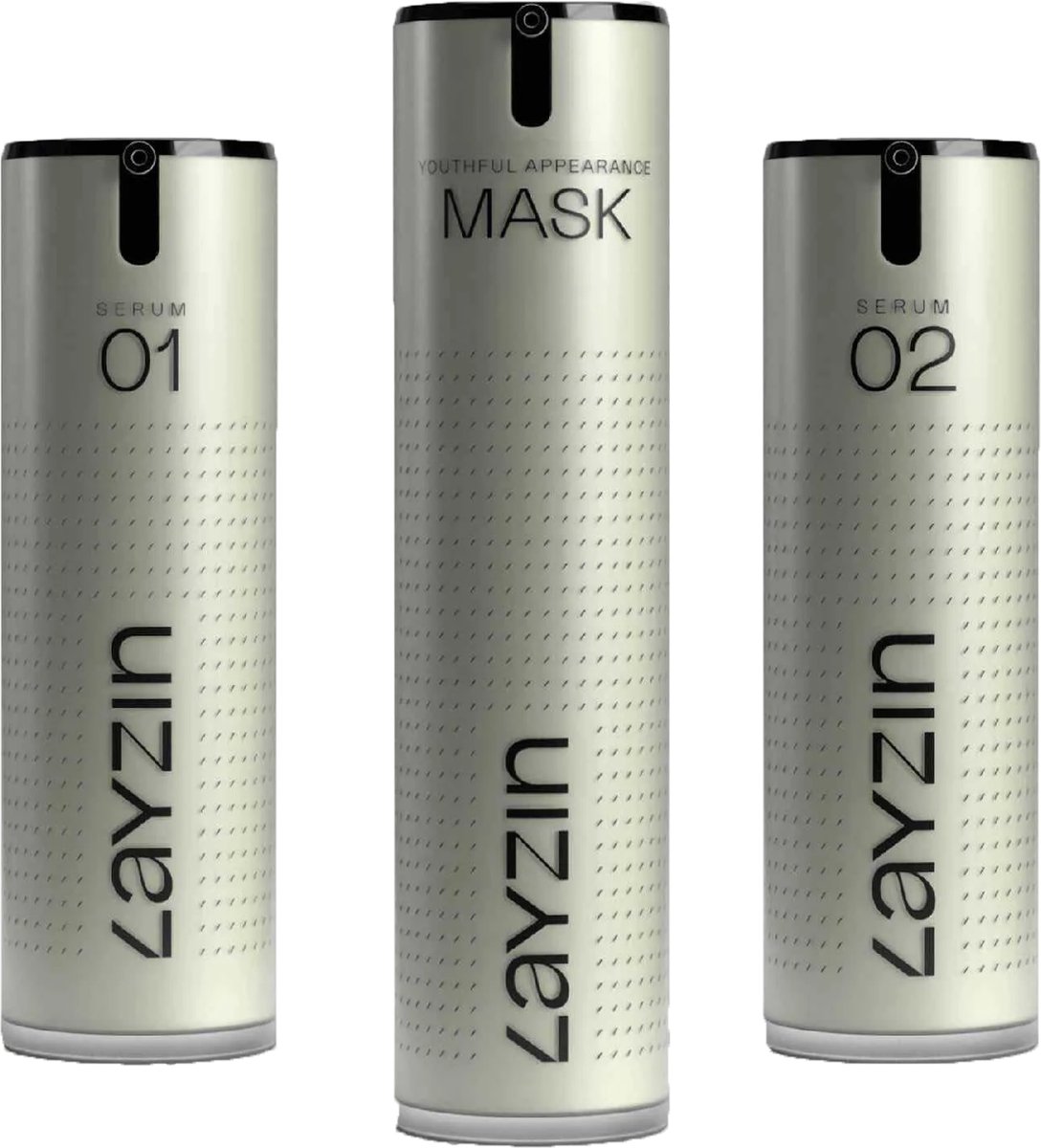 LAYZIN Skin Renewal Trio – Hyaluronzuur SERUM 01 + Anti-Aging Retinol SERUM 02 + Youthful Appearance Mask – Rimpels & Fijne Lijntjes Verminderen – Collageen Boost – Intense Hydratatie – Huidverjonging & Glow – Voor Alle Huidtypes