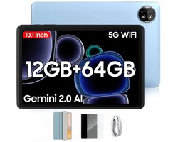 Blackview Tablet - Tab 20 WiFi Tablet - Met Hoes, Screenprotector - Android 15 - 12GB RAM + 64GB ROM(2TB Externe) - 10 inch HD Scherm - 6000mAh - Bluetooth 5G WiFi - Blauw