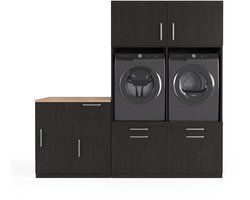 Wasophoogte® Wasmachine Kast Shanghai - Wasmachine verhoger - Wasmachine ombouw - 700(D)*2230(B)*2110(H) mm - Zwart