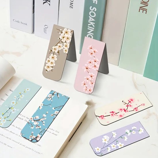 Foto: Magnetische boekenleggers 12x bloemen design sterke magneten voor boeken planners