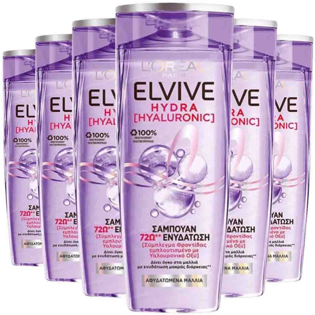 L'Oréal Elvive Hydra Hyaluronic Shampoo - 6 x 400 ml - Voordeelverpakking