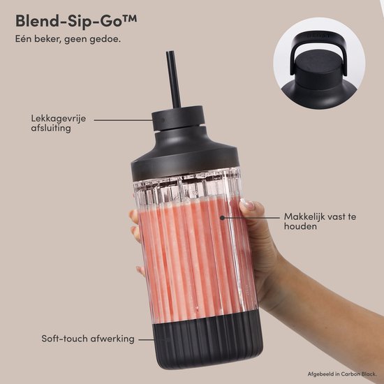 BEAST Blender - Smoothie maker met 3 to-go bekers, bewaardoppen en draagclip - 1200W - Mixt bevroren fruit & ijs - Grijs van Merkloos — afbeelding 3