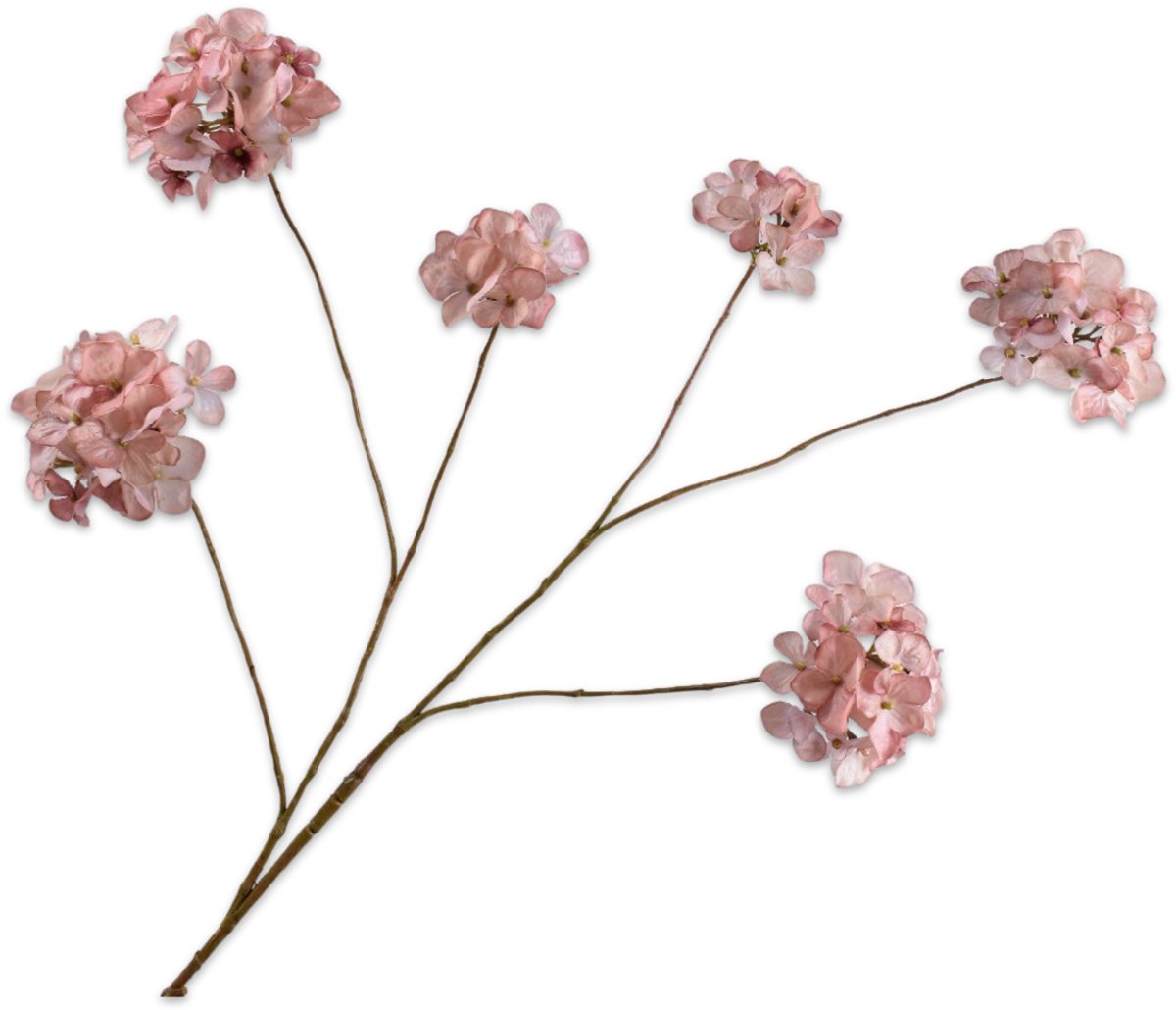 Silk-ka Kunstbloem-Zijde Bloemen Hortensia Tak "Real Touch" Roze-Zalm 121 cm Zalm-Roze