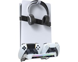 PlayCool 2 in 1 Muurbeugel met Oplaadstation geschikt voor PlayStation 5/ PS5 Slim (Disc & Digital) en DualSense (Edge) controller met LED Oplaadindicator