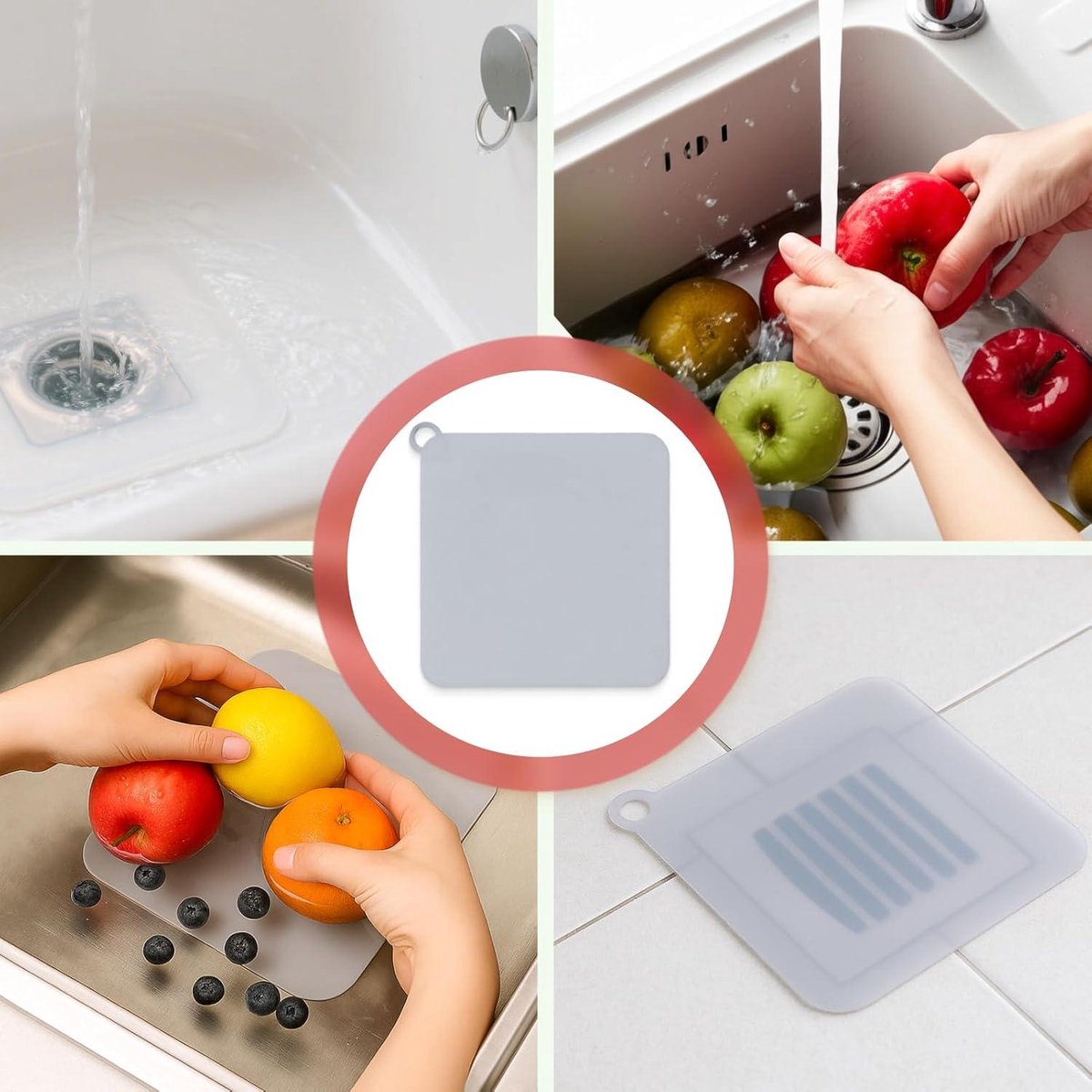 Douche-afvoerdeksel, siliconen, geurremmend, vierkant, vloersifon, geurstopper, voor badkamer, toilet, keuken, 2 stuks Douche-afvoerdeksel, siliconen, geurremmend, vierkant, vloersifon, geurstopper, voor badkamer, toilet, keuken, 2 stuks