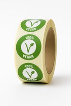 Autocollant Vegan - 250 Pièces - rond 25mm - blanc - vert - autocollant alimentaire - étiquette alimentaire - autocollant HACCP