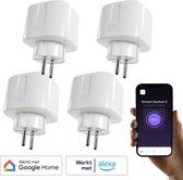 BULP Slimme Stekker - Smart Plug - 4 Stuks - 16A - Meet energieverbruik - WiFi - Tijdschakelaar - Met app bediening - Tegen Sluipverbruik - Bedien verlichting op afstand - Werkt met Google Home & Amazon Alexa - WiFi Stopcontact