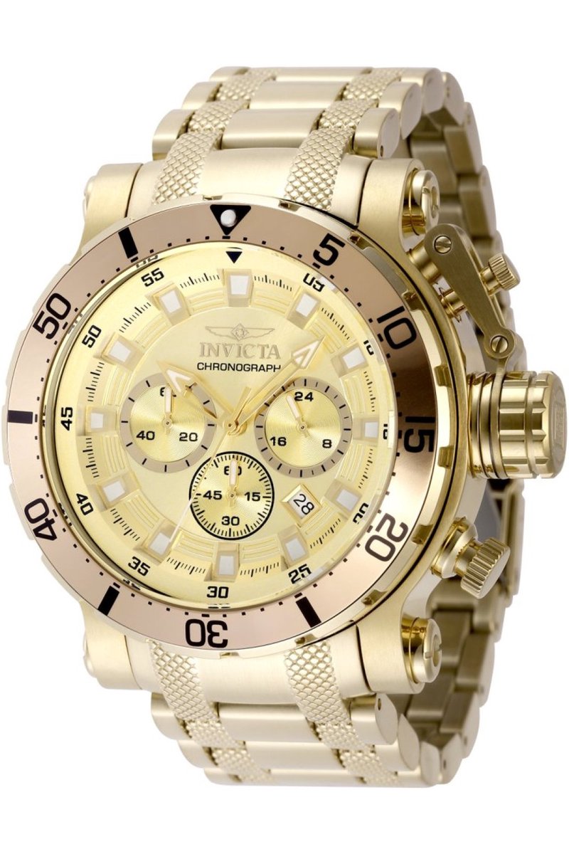 Invicta Coalition Forces 49226 Heren Horloge - Waterdicht - Analoog - Quartz Uurwerk - Roestvrij Staal met gouden Wijzerplaat - 52mm
