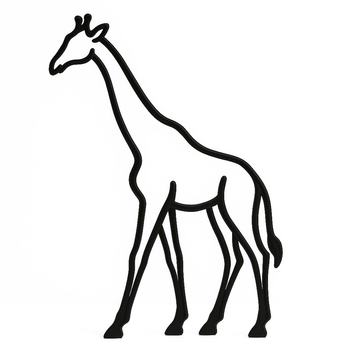 Girafbeeldje - zwart - 22 cm hoog