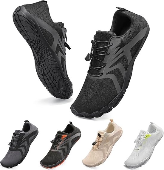 Foto: S dshopline blotevoetenschoenen waterschoenen heren en dames fitnessschoenen tenen training outdoor blote voeten wandelschoen ademend sneldrogend badschoenen geheel zwart 44 eu