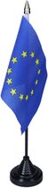 Vlag Europa tafelvlaggetjes - 1x stuks - 10 x 15 cm vlag - zwarte standaard - Supporters - Versiering - Sport - Fans - Europe