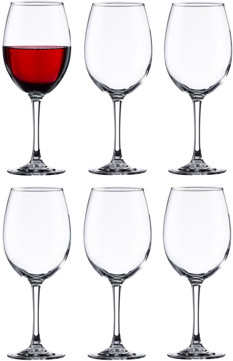 Vicrila wijnglazen Syrah - 6x stuks - voor rode en witte wijn - 350 ml - 20 x 8 cm - transparant - Horeca kwaliteit - Hard glas