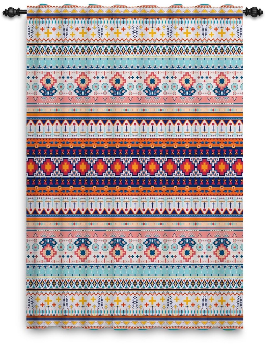 Ibenzoa® Gezellige Boho-Stijl Gordijnen met Etnisch Geometrisch Patroon en Kleurrijk Design voor Elk Interieur
