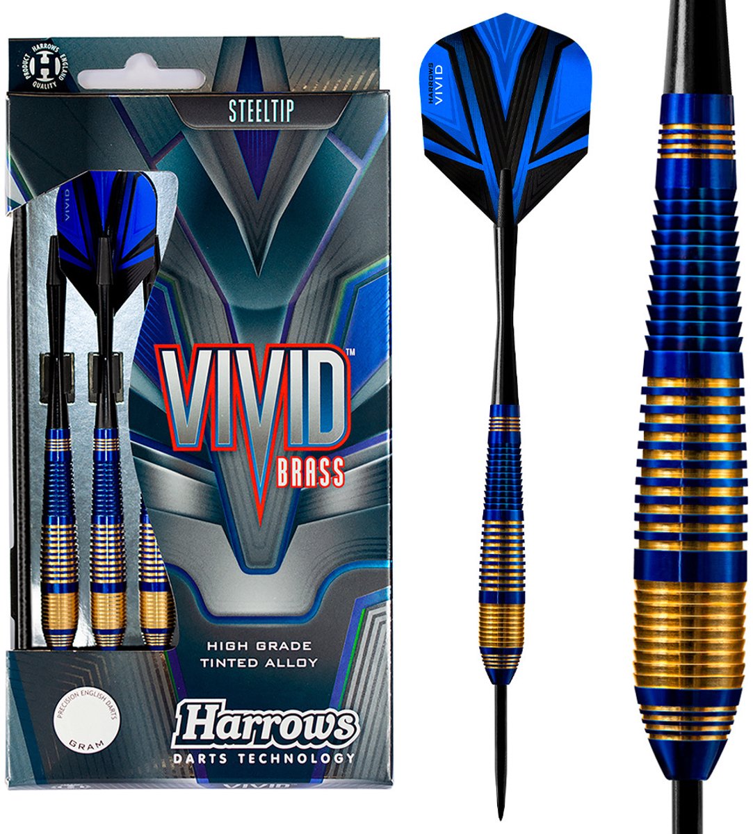 Harrows Vivid Blue Brass - Dartpijlen