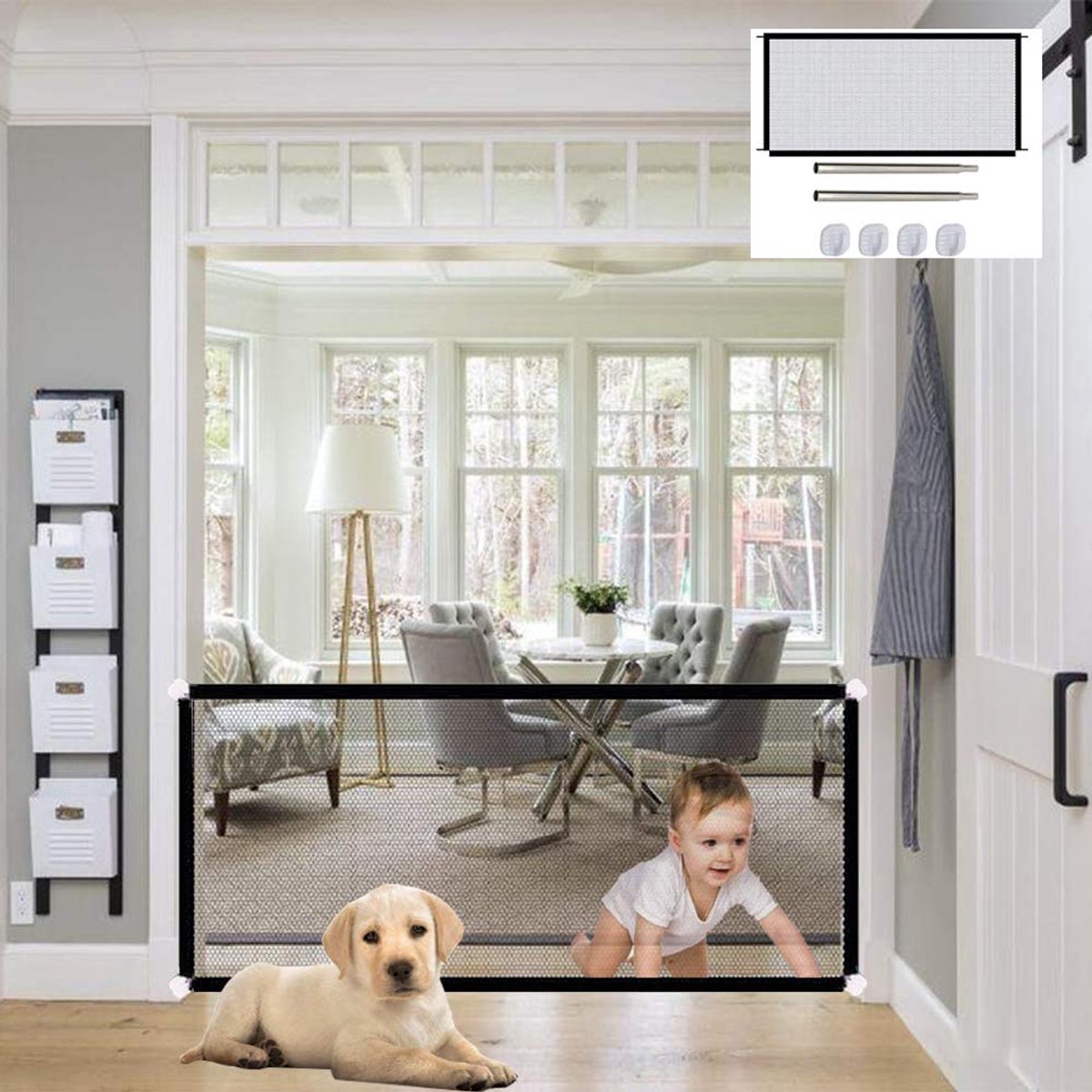 Ibenzoa® Veiligheidshek voor Honden en Kinderen met Opvouwbaar Design voor Deur en Trap