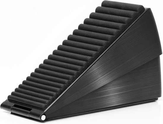 Deurstopper - Wigvormige hoge deurstopper - met verstelbare veer - Zware deurstopper - voor deuronderkant - Veiligheidsrubber - RVS - Deurwigstopper voor elke massieve deur (Zwart)