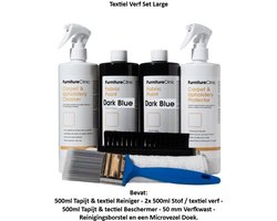 Stof Verf Set Large - Donker Blauw - Furniture Clinic - Herstel of verander de kleur van elke stof - Verf direct op stof - Transformeer alles - banken, lampenkappen, auto-interieurs