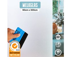 Homewell Raamfolie HR++ 90x300cm - Zonwerend & Isolerend - Anti inkijk - Statisch - Melkglas - Inclusief Rakel