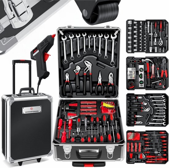 Schwartzmann® 409 Delige Gereedschapset in Koffer - Toolbox - Premium Gereedschapskoffer Gevuld - Gereedschapskist - Schroevendraaierset - Compleet Handgereedschap - Basisgereedschap - Zwart/Goud