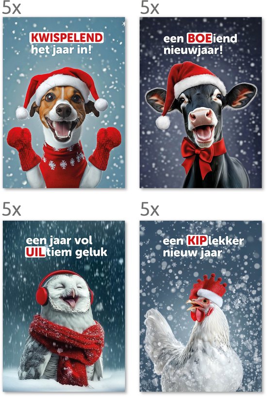 20 KWISPELENDE kerstkaarten / nieuwjaarskaarten