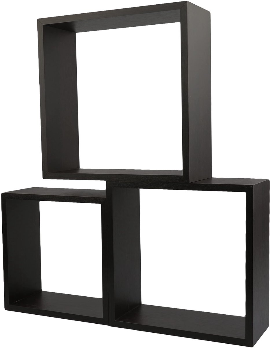 Ibenzoa® Wandplanken Kubusrek Zwart 252015cm - Moderne Zelfmontage Boekenkast