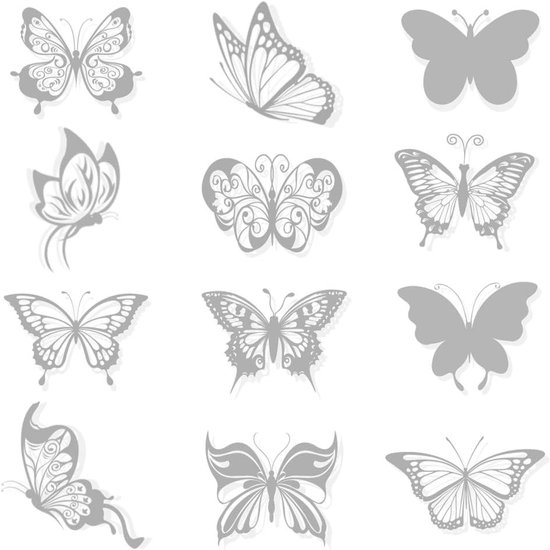 36 pièces - Autocollants anti-collision - autocollants papillon - avec avertissement anti-collision - autocollants de fenêtre transparents - prévention des collisions avec les personnes et les oiseaux - autocollants de fenêtre - décoration de fenêtre