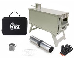 Hikr® Tentkachel - Outdoor tent verwarming - RVS SUS304 lichtgewicht - Kampeer kachel hout - Mini houtkachel vrijstaand - Draagbare kachel met pijp