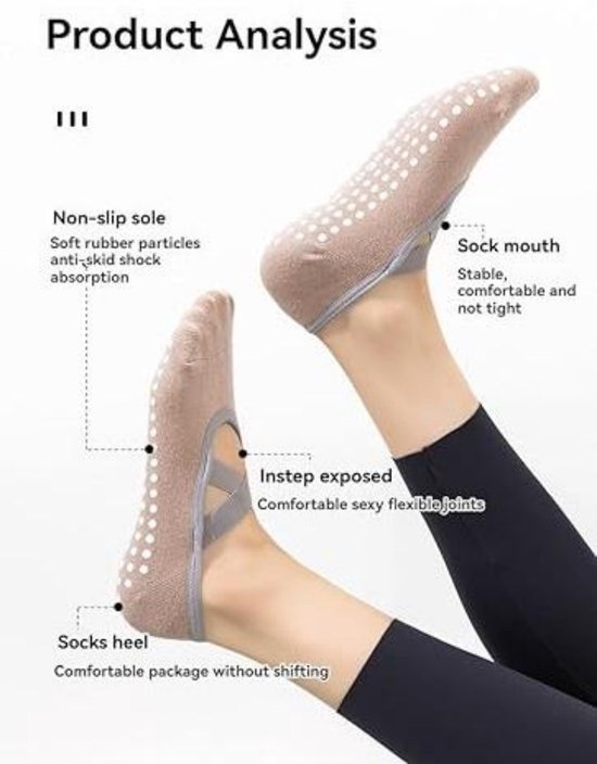3 paar antislip yoga sokken voor dames - Yoga Pilates-sokken - antislip sokken - Meisjes antislipsokken - Vochtafvoerende vloersokken - Ademende sokken Fitness balletsokken - 36-40 — afbeelding 3