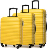 Bol.com YYCHAN Kofferset 3 delig - Reiskoffer Set - koffersets - 38 L Handbagage + 75 L Trolley +110L Reiskoffer Groot - GEEL aanbieding