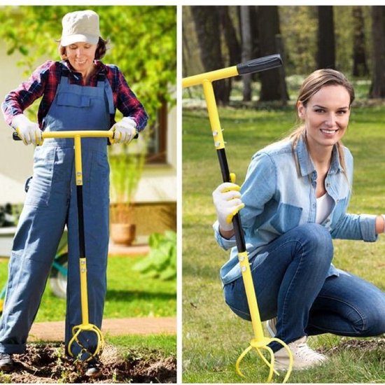 Handmatige draaifrees voor tuinieren, tuinklauwhandfrees met ergonomische handgreep, stalen frees, gazonbeluchter, grondfrees voor tuinbedden en plantenbakken van Merkloos	 — afbeelding 3