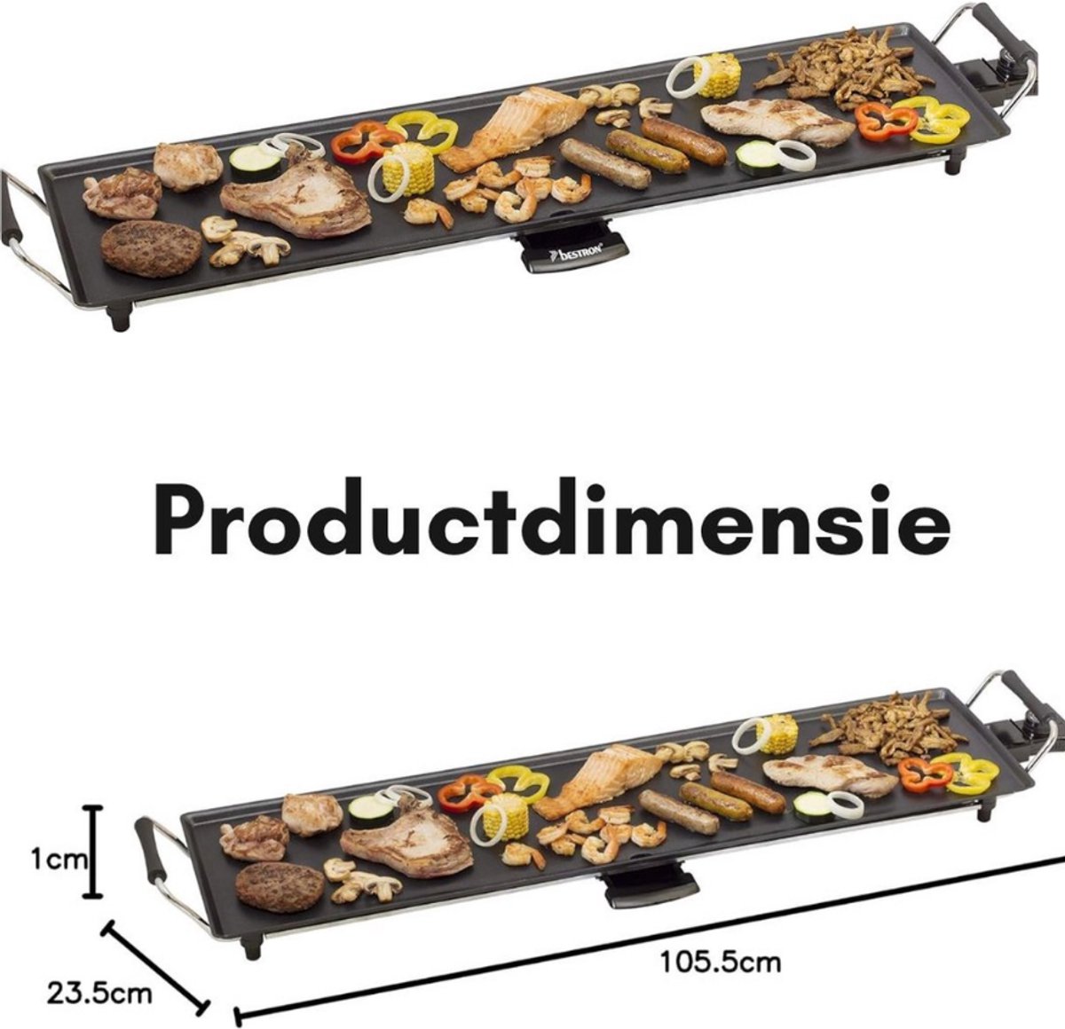 Thuys – Bakplaat xxl – Grillplaten – Gourmetstel 24 x 106 x 11cm – Zwart