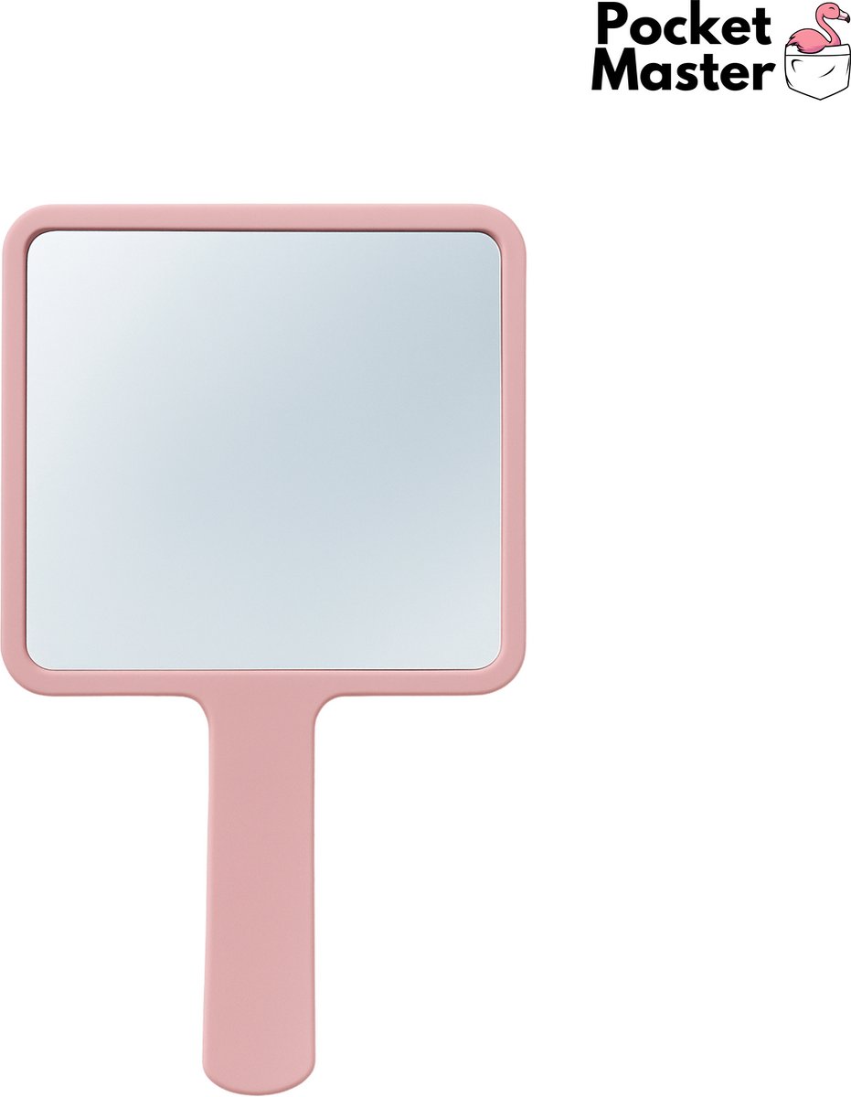 Goedkoopste PocketMaster Make-Up Spiegel / Handspiegel met Handvat - Licht Roze - Zakspiegel - Scheerspiegel - Handzaam - 8,0 X 8,0 cm Spiegeloppervlak