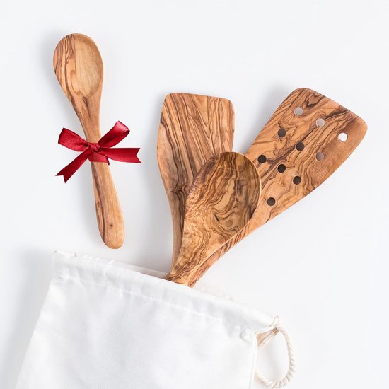 SOLTAKO Kitchenware, Olive Wood Salad Cutlery 30cm