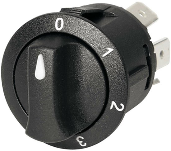 Draai schakelaar | 4 standen U-A-A-A | 12/24V | 10A | Inbouw Ø20MM | Rood verlicht (LED)