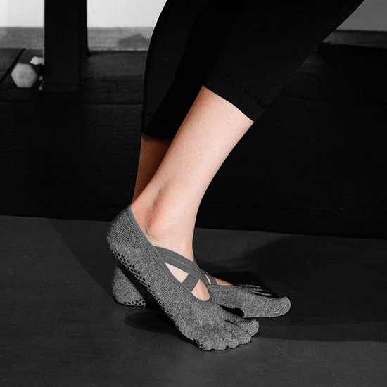 2 paar yoga sokken voor dames - antislip sokken met vijf tenen - pilatessokken - vloersokken - geschikt voor pilates, ballet, dans, op blote voeten — afbeelding 4
