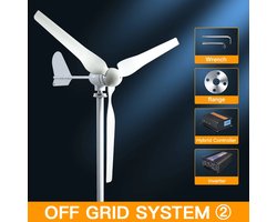 Windturbine - Windmolen - Windturbine Generator - Windenergie – Off-Grid Systeem - 48V - 2000W - 3 Bladen - Horizontale Windmolen - met MPPT Hybride Controller - Omvormer - Voor Huis
