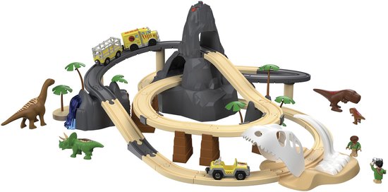 Playtive Treinbaanset Dinosaurier park - 49-delig - Glow in the Dark - Met licht- en Dampfunctie