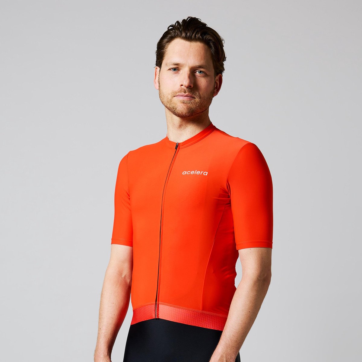 Acelera Intermediate Wielershirt | Fietsshirt Heren Korte Mouw | Wielrenshirt | Fietskleding | Oranje | Maat M